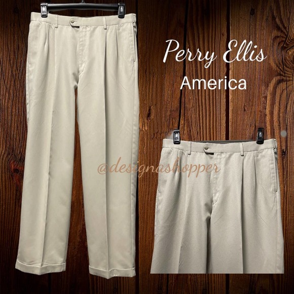 Perry Ellis America MENS Khaki Pants 36 x 32 - Picture 1 of 4